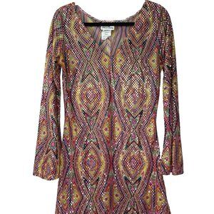 California Costume Womens Large Psychedelic 70s Disco Dolly Dress Go Go Dancer